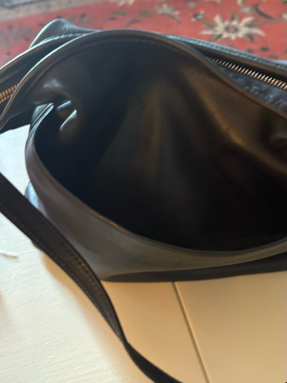 Coach Black Leather Shoulder Hobo with Gold-Tone Buckle - Picture 6 of 6